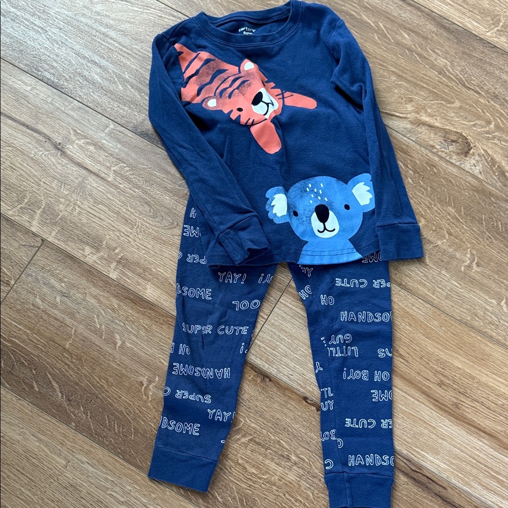 Carter's Navy Pajama Set with Tiger and Koala